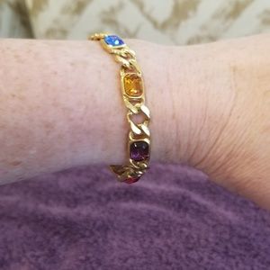 Goldtone Bracelet w/Mult-Colored Stones